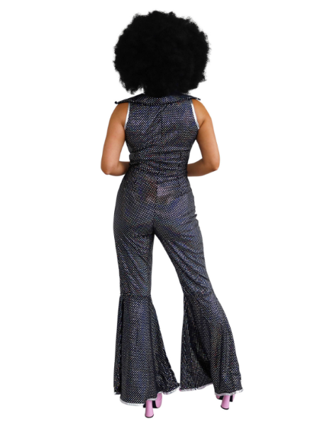 Disco jumpsuit with rainbow sequins