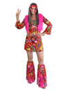60S Groovy dress, fur vest and boot tops - Adult