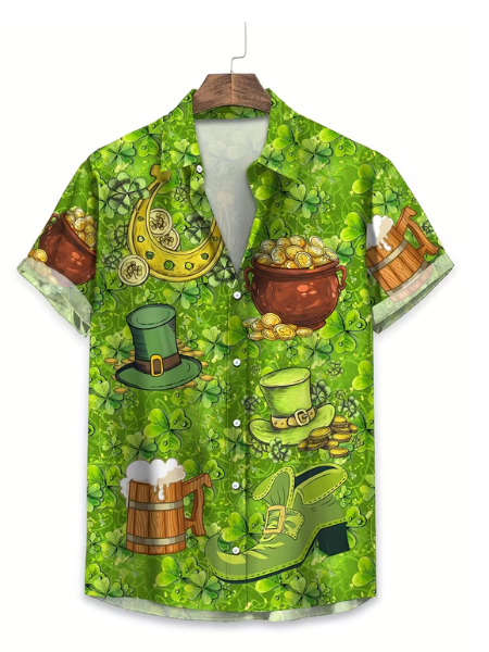 Green St Patrick's day button up shirt
