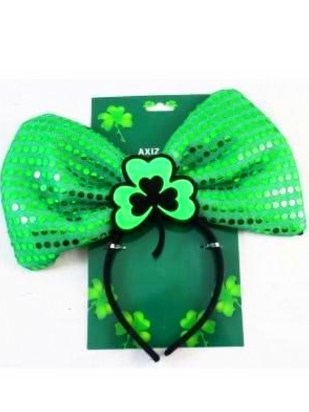 St Patrick's day green bow headband