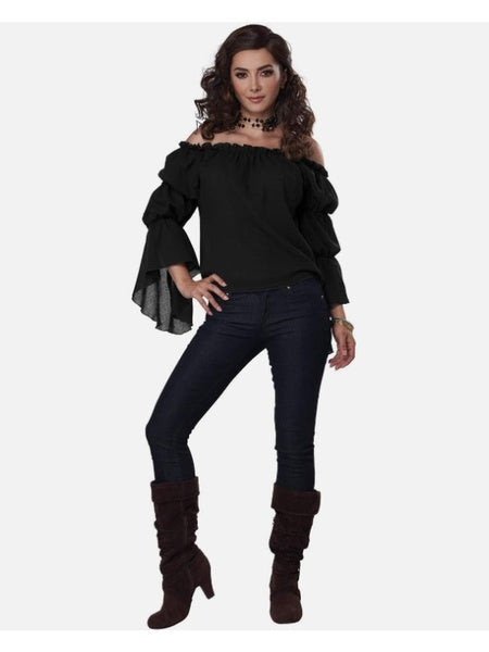 Renaissance Peasant Blouse - Black - Adult