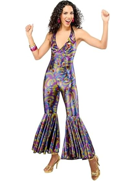 Disco Girl halter disco jumpsuit - Adult