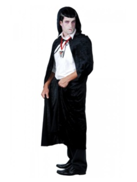 Black velvet hooded cape  -Adult