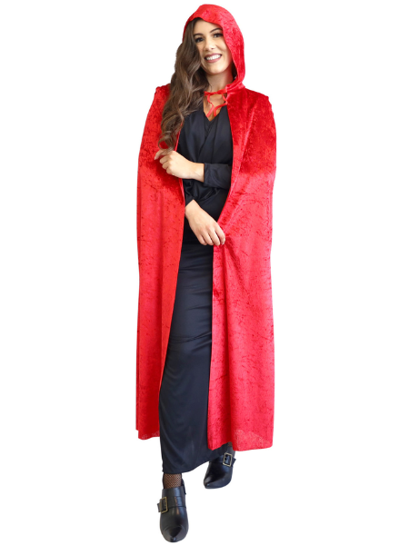 Red hooded velvet cape - adult