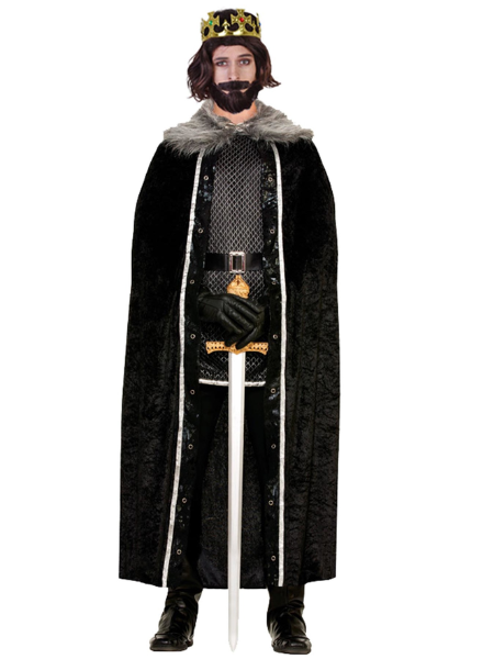 Black cape with faux fur trim