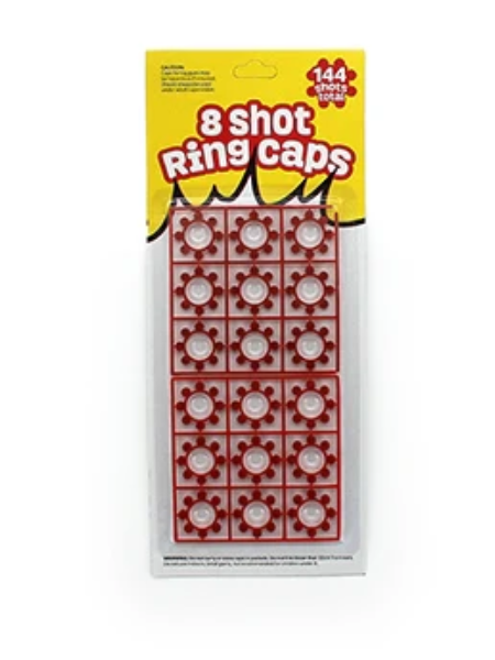 Ring caps for novelty cap guns