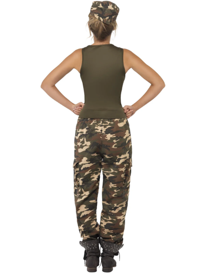 Deluxe Khaki Camo Army Costume Female - Adult