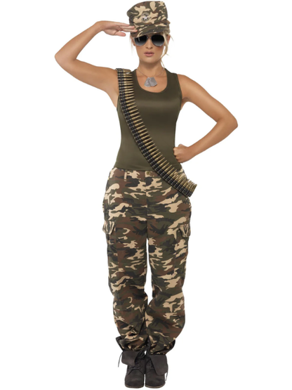 Deluxe Khaki Camo Army Costume Female - Adult
