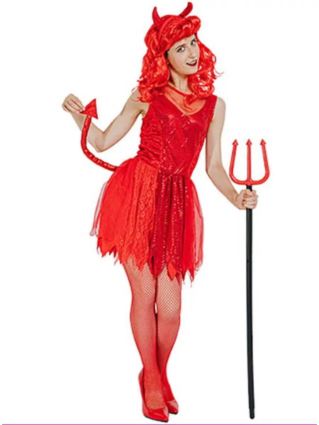Red shiny cute devil costume