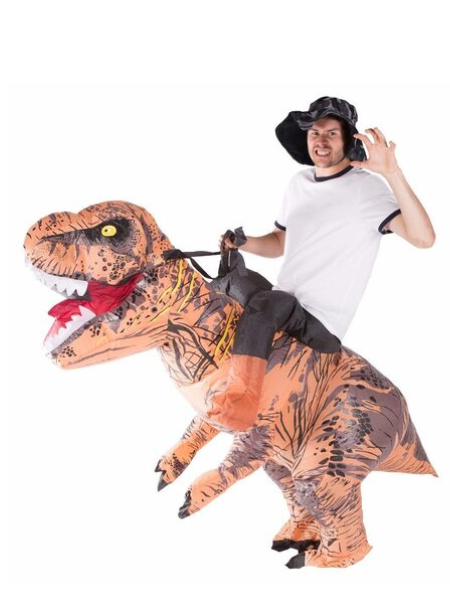 Inflatable ride on T-rex dinosaur costume