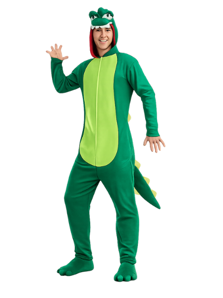 Green Dinosaur costume onesie - Adult