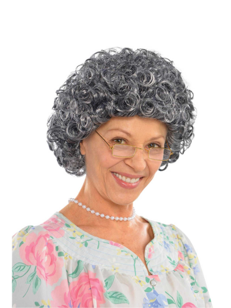 Granny curl grey wig
