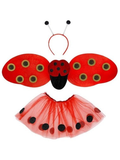 Ladybug Dress-Up Set (Tutu, Wings, Antennas) - Child
