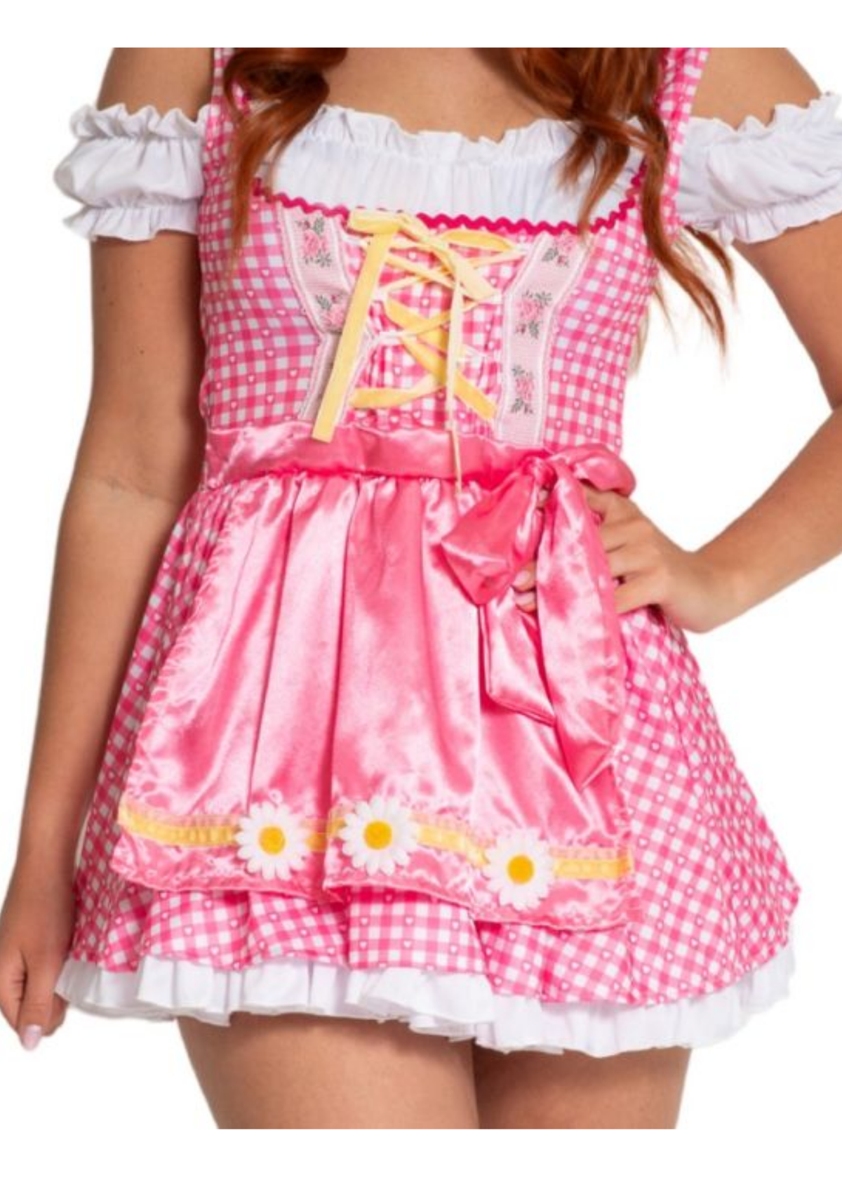 Oktoberfest Emily Dress White/Pink - Adult
