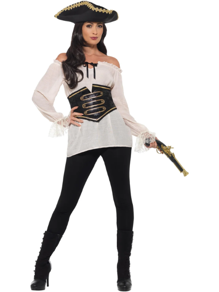 Deluxe pirate shirt with felt corset look