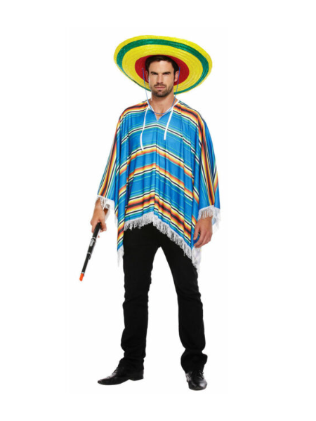 Blue Mexican poncho unisex - Adult