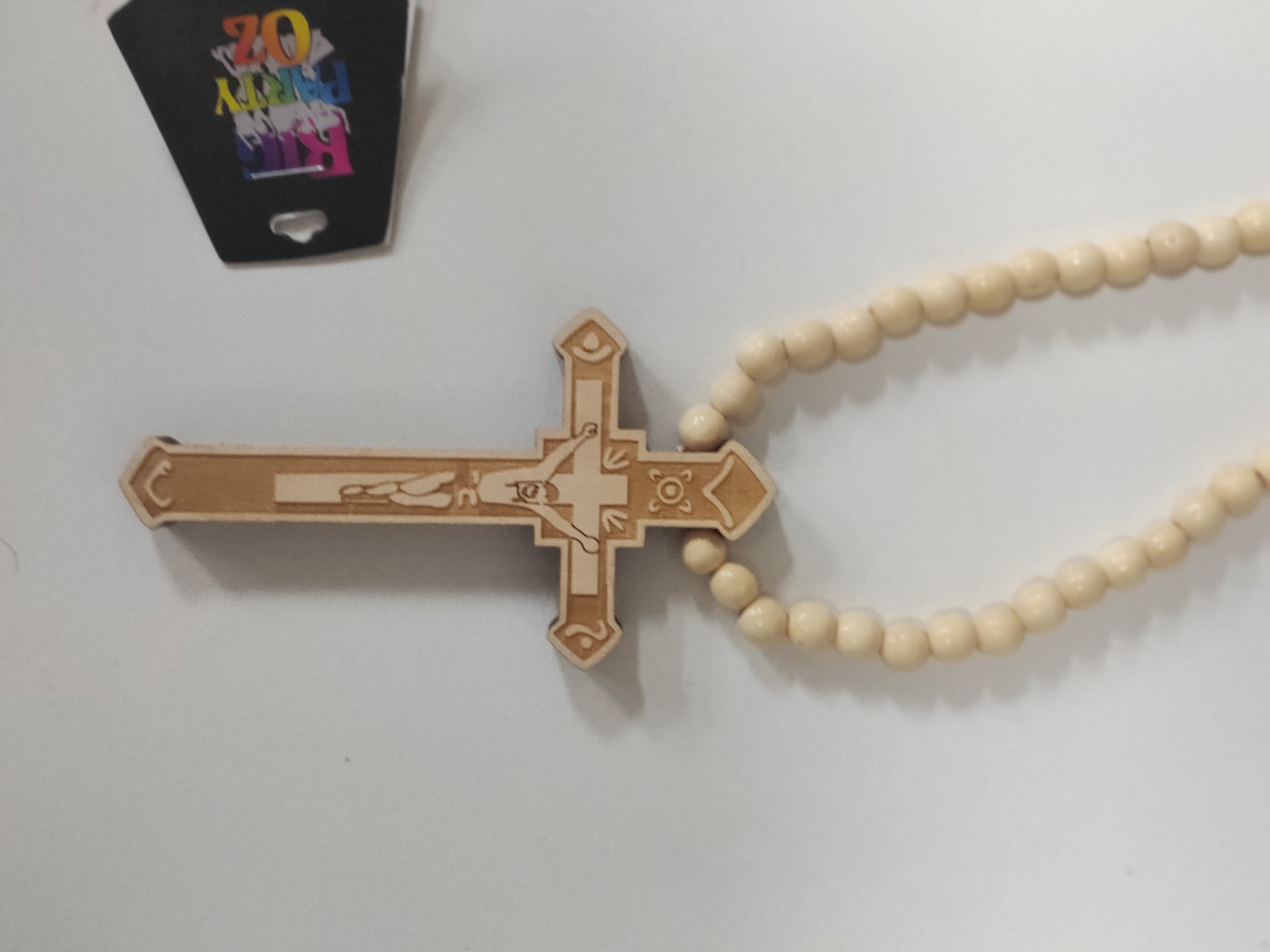 Rosary beads with wooden cross nun / pope