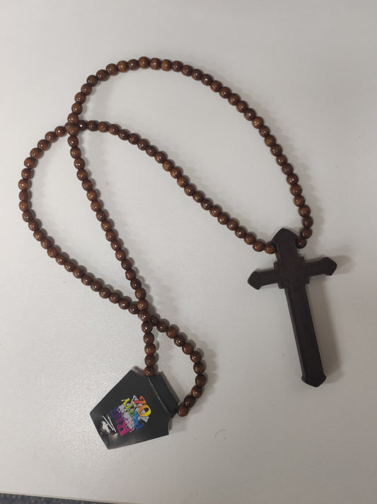 Rosary beads with wooden cross nun / pope