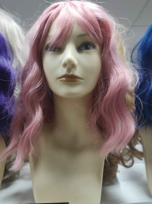 Pastel pink medium curable fibre wig