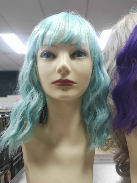 Mint green medium curable fibre wig