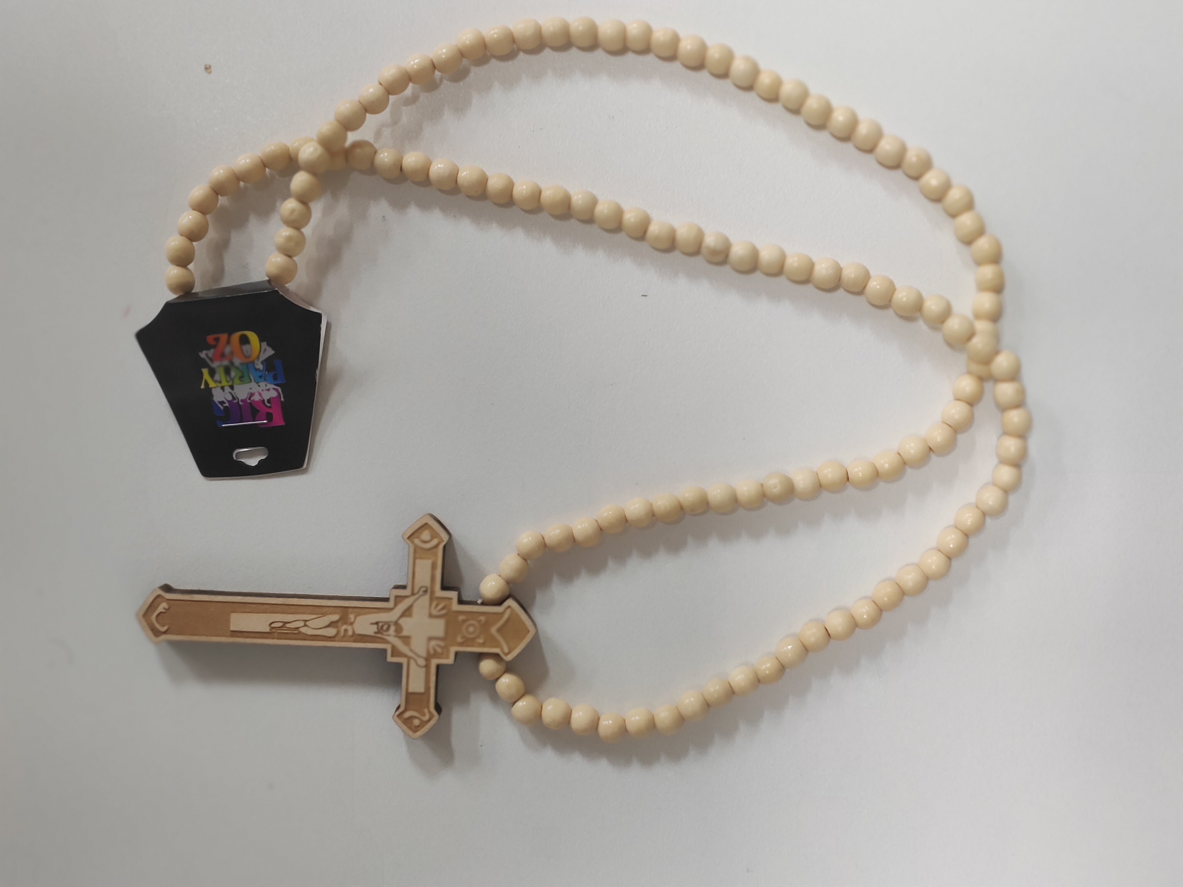 Rosary beads with wooden cross nun / pope