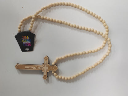 Rosary beads with wooden cross nun / pope