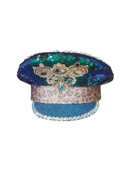 Blue / green sequin festival hat