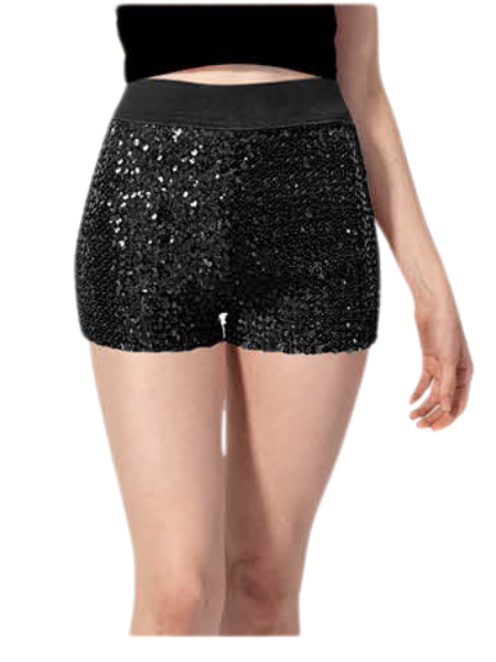 black sequin shorts