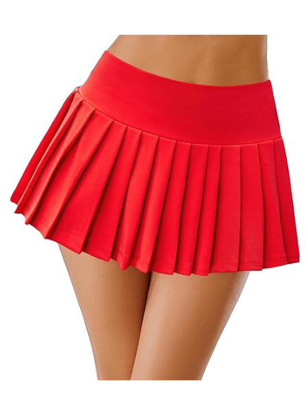 Red Pleated mini skirt