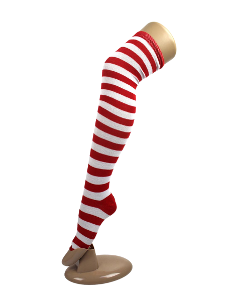 Red and white over knee socks