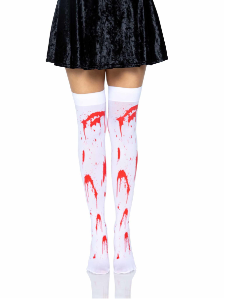 Bloody Zombie Thigh Highs WHITE/RED